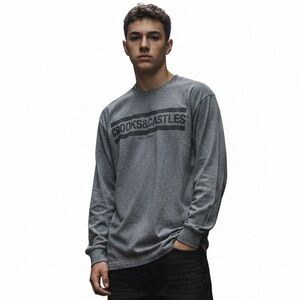 Crooks & Castles Charcoal Grey Long Sleeve Men Small Tee Shirt Top Casual